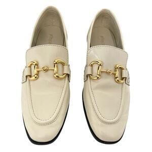 Jeffrey Campbell Cream Loafers with Gold Detail
